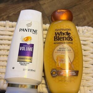 Garnier Whole Blends Honey Shampoo and Pantene Sheer Volume Conditioner Set